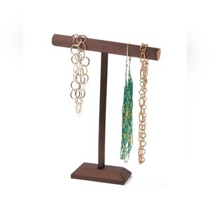 Single Tier T-Bar Necklace Display Brown Satin Bracelet Jewelry 14” x 18”